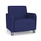 Lesro Siena Lounge Reception Wide Guest Chair w/ Front Casters, Brushed Steel Back Legs, OH Cobalt Uph SN1201 - alternate 1